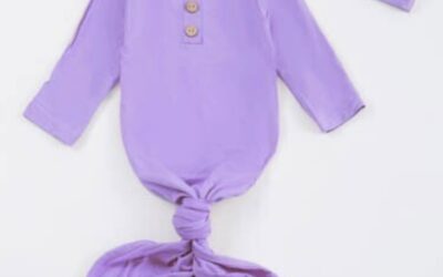 Lilac Bamboo Newborn Tie-Knot Gown & Knot Hat