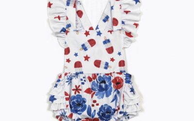 Ruffled Summer Sunsuit in Red, White & Bloom