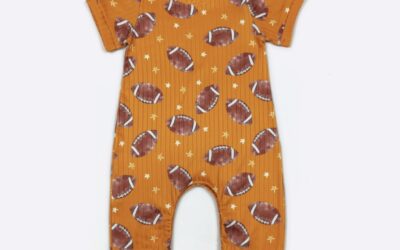 Boys Football Ribbed Romper in Orange