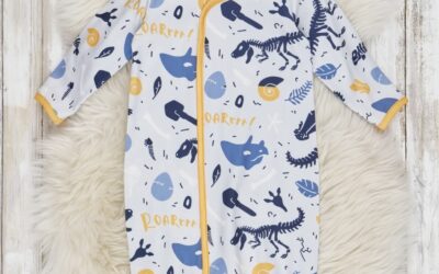 Dinosaur Friends Sleep Gown in Navy & White