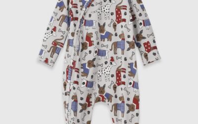 Baby Boy’s Puppy Love Bamboo Zipper Romper by Tesa Babe