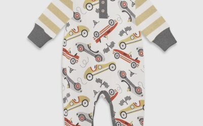 Baby Boy’s Speed Racer Bamboo Henley Romper by Tesa Babe