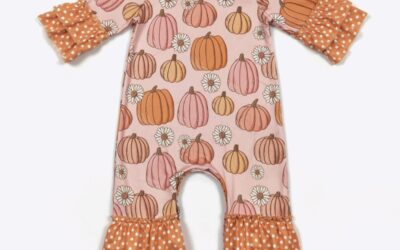 Daisy Pumpkin Girls Ruffle Romper