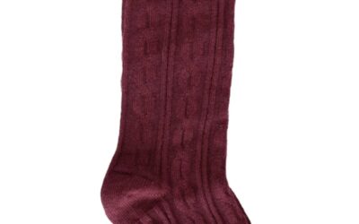 Pepper Knee-High Cable Knit Socks in Wine