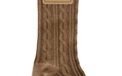 Pepper Knee-High Cable Knit Socks in Camel