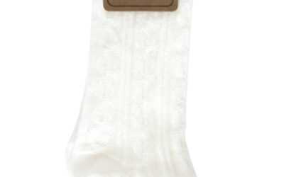 Pepper Knee-High Cable Knit Socks in Ivory