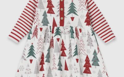 Baby Girls Christmas Trees Cotton Dress