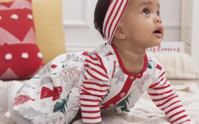 Baby Girls Christmas Cotton Headband in Red Stripes