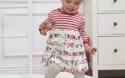 Baby Girls Christmas Peace, Love & Joy Bamboo Dress