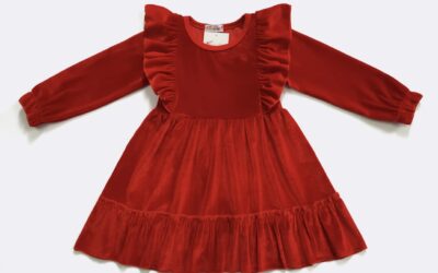 Red Velvet Holiday Ruffle Dress